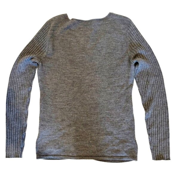 Krimson Klover 100% Wool Gray V-Neck Sweater Size Large - Picture 2 of 7